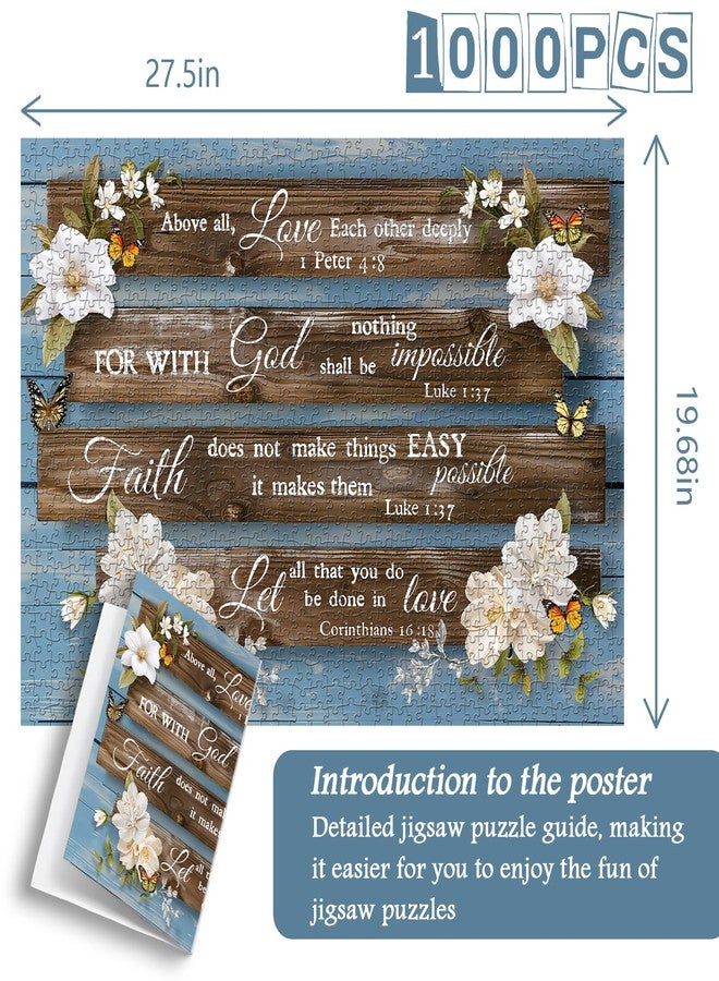 PICKFORU Christian Bible Puzzles for Adults, PICKFORU Jesus Religious Jigsaw Puzzles 1000 Pieces, Love & Faith Puzzle, Challenging Impossible Inspirational Quote Theme as Wall Decor - Image 3